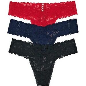 Victoria's Secret The Lacie 3 Piece Thong Set NEW Sz L VS Thong Pink Thong